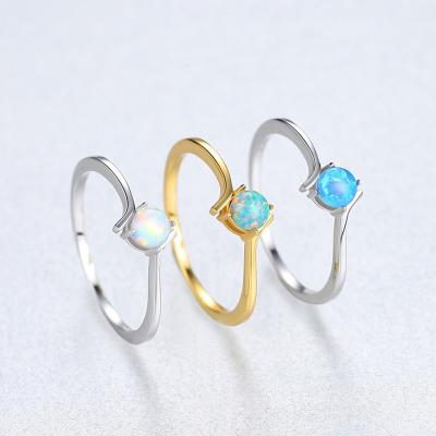 China Ring Jewelry Women Round Shaped Silver Romantic Opal Engagement Ring Gold Plated for sale