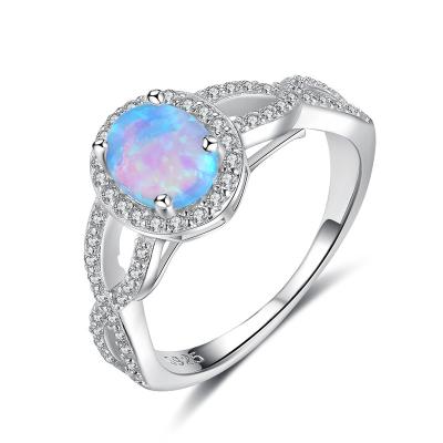 China Romantic Colorful Cross 925 Sterling Silver Opal Engagement Ring Oval Shaped Rhodium Plated Ring for sale