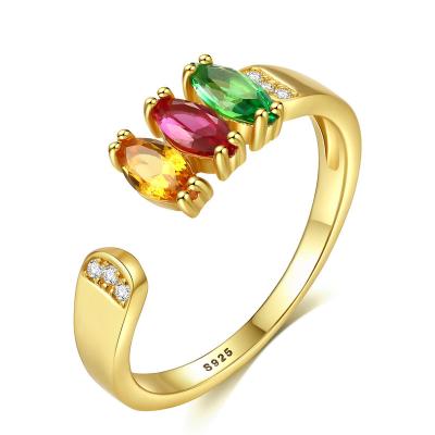 China Ring Fashion Finger Gold Plated Rhodium Jewelry Women Romantic Colorful Engagement Ring Adjustable for sale