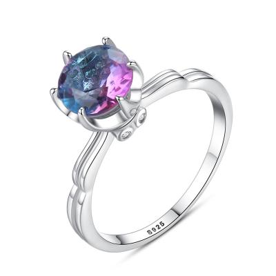 China Ring Rhodium Plated Finger Ring Colorful Romantic Wedding Engagement Rings 925 Sterling Silver for sale