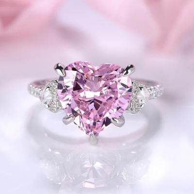 China Ring Heart Romantic Colorful Wedding Ring Non Tarnish Finger Rings Sterling Silver 925 for sale