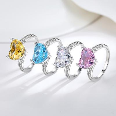 China Coloful Ring High End Color Gem Romantic Stone Heart Replaceable Wedding Rings for sale