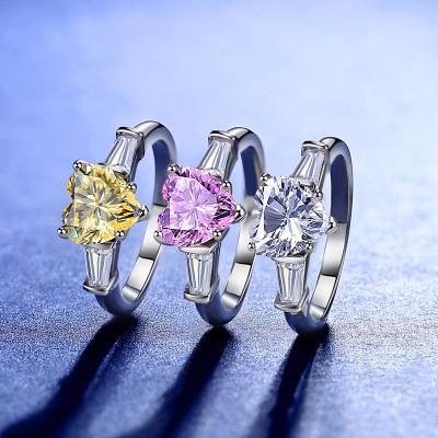 China Romantic Fashionable Silver Jewelry Engagement Ring Hot Sale Wedding Band Colorful Heart Rings for sale