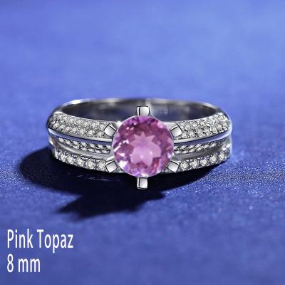 China Romantic Round Cut Color Stone Wedding Zircon Replaceable Rings for sale