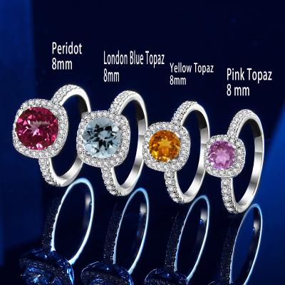 China Romantic Round Cut Color Stone Wedding 5A Zircon Replaceable Rings for sale