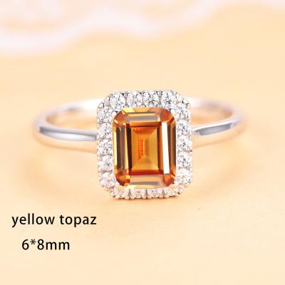 China Emerald Cut Stone Rings Engagement Wedding Ring Romantic Trendy Color Jewelry for sale