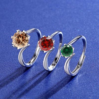 China Romantic Hot Sale Wedding Engagement Ring Trendy Silver Jewelry Color Stone Rings for sale