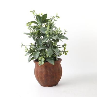 China Natural Plastic Potted Plants Small Artificial Greenery Plant Greenery Touch QH Creative Plant Ornament for sale