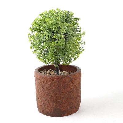 China Natural Indoor Outdoor Home Plastic Grass Ball Desktop Decoration Mini Bonsai Plants With Pulp Artificial Touch Pot for sale