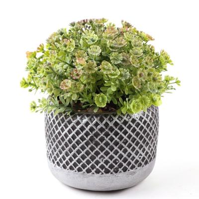 China Environmental Protection Materials Decor Mini Artificial Grass Small Bonsai Eco-friendly Indoor Plant With Gray Pot for sale