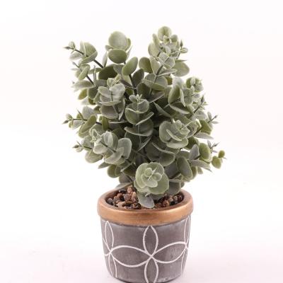 China Eco-friendly Customize Small Potted Simulation Plants Artificial Cement Pots Table Home Decoration Plant for sale