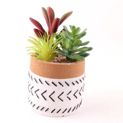 China Environmental Protection Green Creative Artificial Succulents With Cement Pots Small Succulents Decorative Home Decor for sale