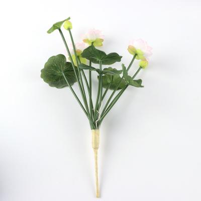 China Artificial Lotus Bouquet Water Lilies Bouquet Home Decor Artificial Decorative Plant High Quality Environmental Friendly Simulation for sale