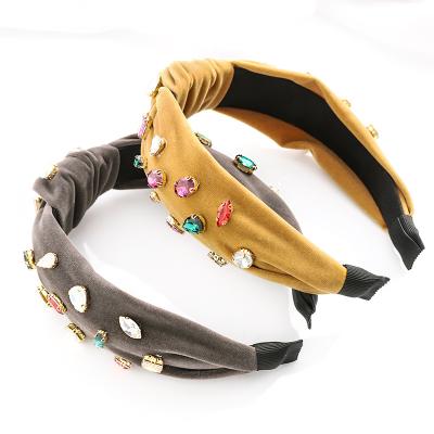 China Simple Hair Decoration Fashion Velvet Headband Hair Accessories With Diamond for sale