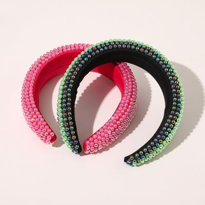 China Hot new fashion women party hair decoration good quality factory sale pearl ladies plastic hair band for sale