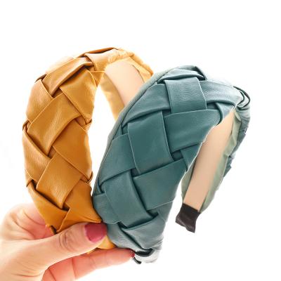 China Hot Selling Soft Colorful Leather Headband New Fashion Hair Decoration Hair Band For Girl Ladies for sale