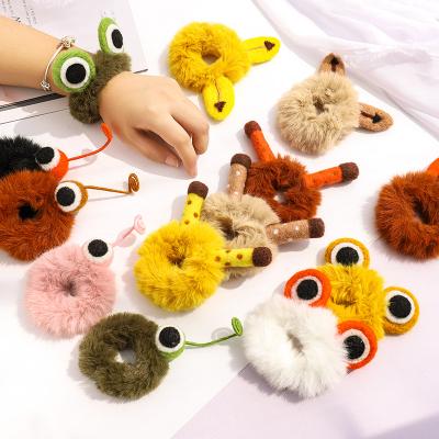 China Wholesale Cute Hair Ring Scrunchie Animal Print Cartoon Plush Girl Hair Decoration for sale