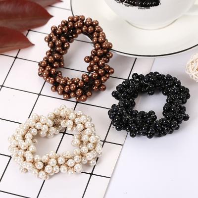 China Wholesale High Quality Custom Scrunchies Logo Pearl Rubber Band Girl Hair Decoration Accessories for sale