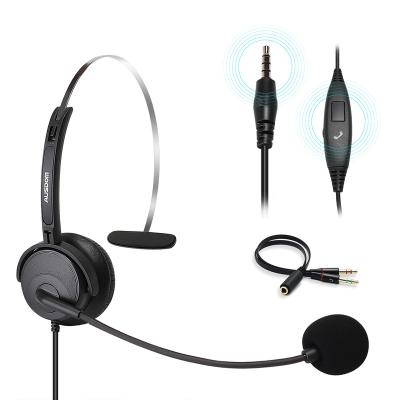 China Headband AUSDOM 3.5mm Wired Headset With Noise Canceling Mic , BH01 PC Business Headset With Volume for sale