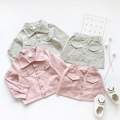 China 2021 Fashion Toddler Girls Jean Jacket +Denim Skirt 2PCS Spring Autumn Long Sleeve Clothing Set Casual Cotton Girls Outfits for sale