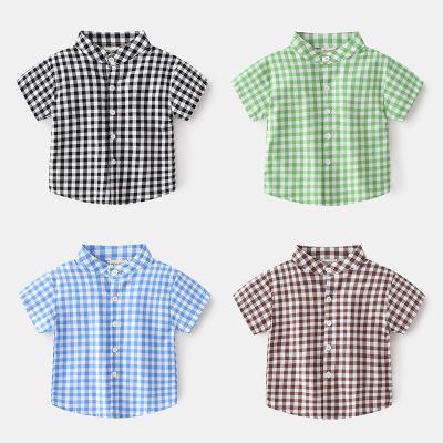 China 2022 Latest Breathable Plaid Shirt Designs For Boys Short Sleeve Cotton Button Down Tees&Polo Shirts for sale