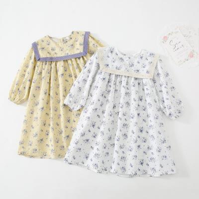 China Breathable 2022 Spring Baby Floral Print Dresses Girls Boutique Long Sleeve Dresses Toddler for sale