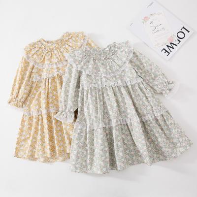 China 2022 Fashion Girls Spring Breathable Kids Long Sleeve Print Floral Dress for sale