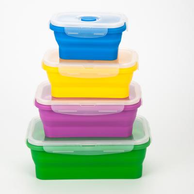 China Collapsible Food Bowl 4 Pcs Silicone Collapsible Set Microwavable Silicone Lunch Box for sale