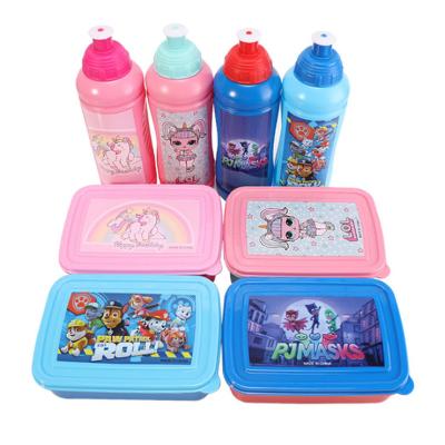 China Wholesale Microwavable Cartoon Anime School Kids Plastic Bento 2 Compartment Lunch Box Set for sale