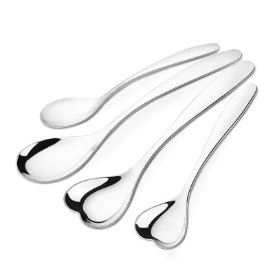 China Sustainable Stainless Steel Dinnerware Custom Made Water Drop Heart Shaped Spoon for sale