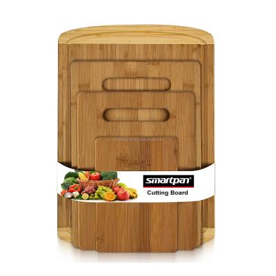 China Sustainable Bamboo 4-Piece Cutting Board Set for Home Kitchen Bamboo Chopper Set for Meat, Vegetables for sale