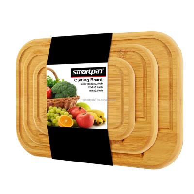 China Viable Hot Sale Bamboo Cutting Board with Juice Groove (3-Piece Set) - Kitchen Chopper for Meat Cheese for sale