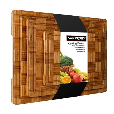 China Sustainable Extra Large Bamboo Cutting Boards (Set 3) Choppers with Juice Groove Organic Bamboo Wood Cutting Board Set for sale