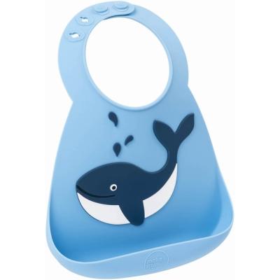 China Antibacterial Ocean Animal Easily Wipe Clean Cartoon Silicone Baby Bib for sale