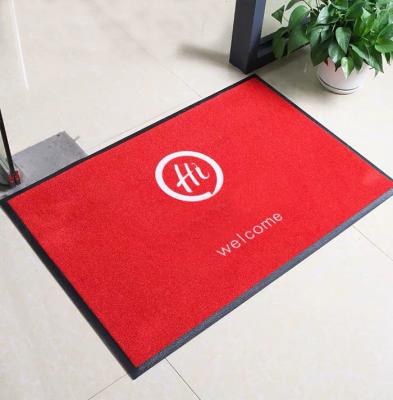 China NBR Rubber Custom Logo Door Mats 12x12 Wiper Scraper Nylon Fiber Mat for sale