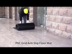 Heavy Traffic Safety Floor Matting Black Vinyl Grid Waterproof All Weather