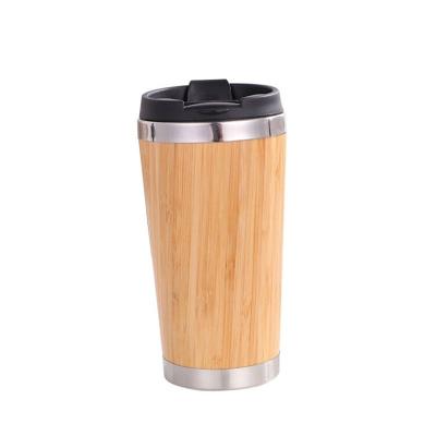 China Office Home Daily Promotion Gift 304 Stainless Steel Eco-friendly Bamboo Coffee Cup Bottle 450ml Insulated Water Bottles for sale