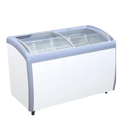 China 208-368L Single-temperature Curved Glass Door Display Ice Cream Chest Freezer for sale