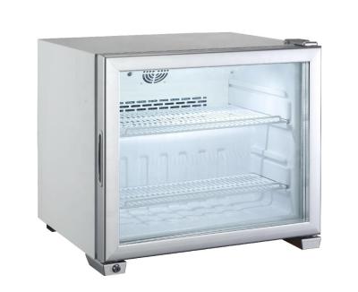 China 50 Liter Mini Counter Top Glass Door Showcase Display Single-temperature Freezer for sale