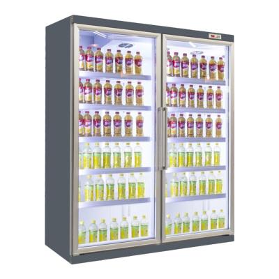 China Single-temperature Smad Supermarket Glass Door Refrigerator Commercial Beverage Display Visicooler for sale