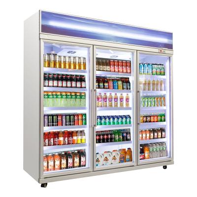 China 220-240V Single-temperature Open Glass Door Refrigeration Equipment Colder Showcase for sale