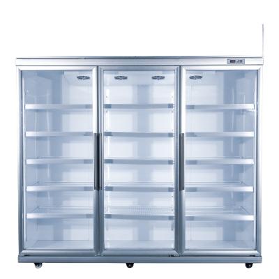 China Single-temperature 3 Glass Door Ventilated Cooling Showcase Fridge Refrigerator Display Cooler for sale