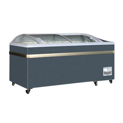 China Supermarket Glass Door Ice Cream Refrigerator Display Showcase Chest Freezer 1650*757*867mm for sale