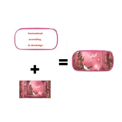 China Digital Print Girls' large capacity pencil bag pupils' pink single-layer pencil box cartoon animation printing pencil box for sale