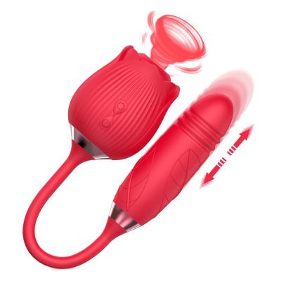 China Red Rose Shape Vaginal Sucker Clitoris Nipple Clitoris Stimulation Sucking Nipple Vibrators Erotic Toys For Women for sale