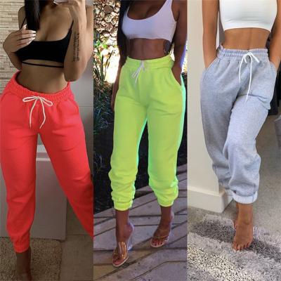 China 2021 Fashionable QUICK DRY Women'S Clothing High Waisted Joggers Drawstring Solid Color Loungewear Trial Panties Sexy Woman for sale