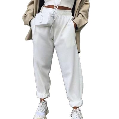 China 2021 Fall Fashion Solid Color Women Cotton Fabric Street Wear Jogger Pants QUICK DRY 100% Women Pants for sale