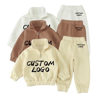 China QUICK DRY kids hoodie sweatshirts wholesale 1/4 zipper two pieces pants sets unisex kids wears for sale