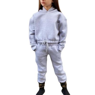 China 2021 Autumn Winter Girls Breathable Clothing Sets Solid Color Kids Sweatshirts Hoodies Toddler Tracksuit for sale