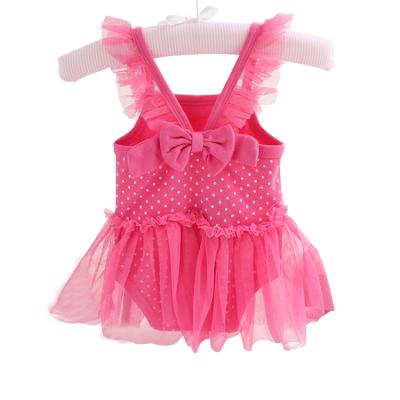 China Comfotable Casual Wear Baby Girls Rompers Soft Lace Soft Dresses With Bow Tie for sale